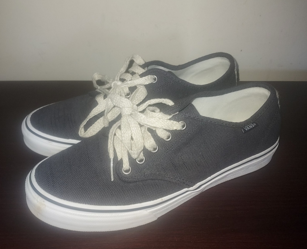 Vans Women's Sneakers 9.5 Hemp Blend Lace Up Low Top Jute Laces Skateboard Blue